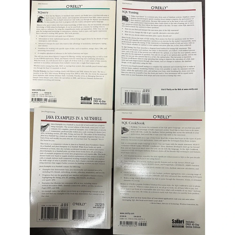 4 O'Reilly Pocket Reference Guide Booklet Lot - JUnit, Perl 5, vi Editor, XML